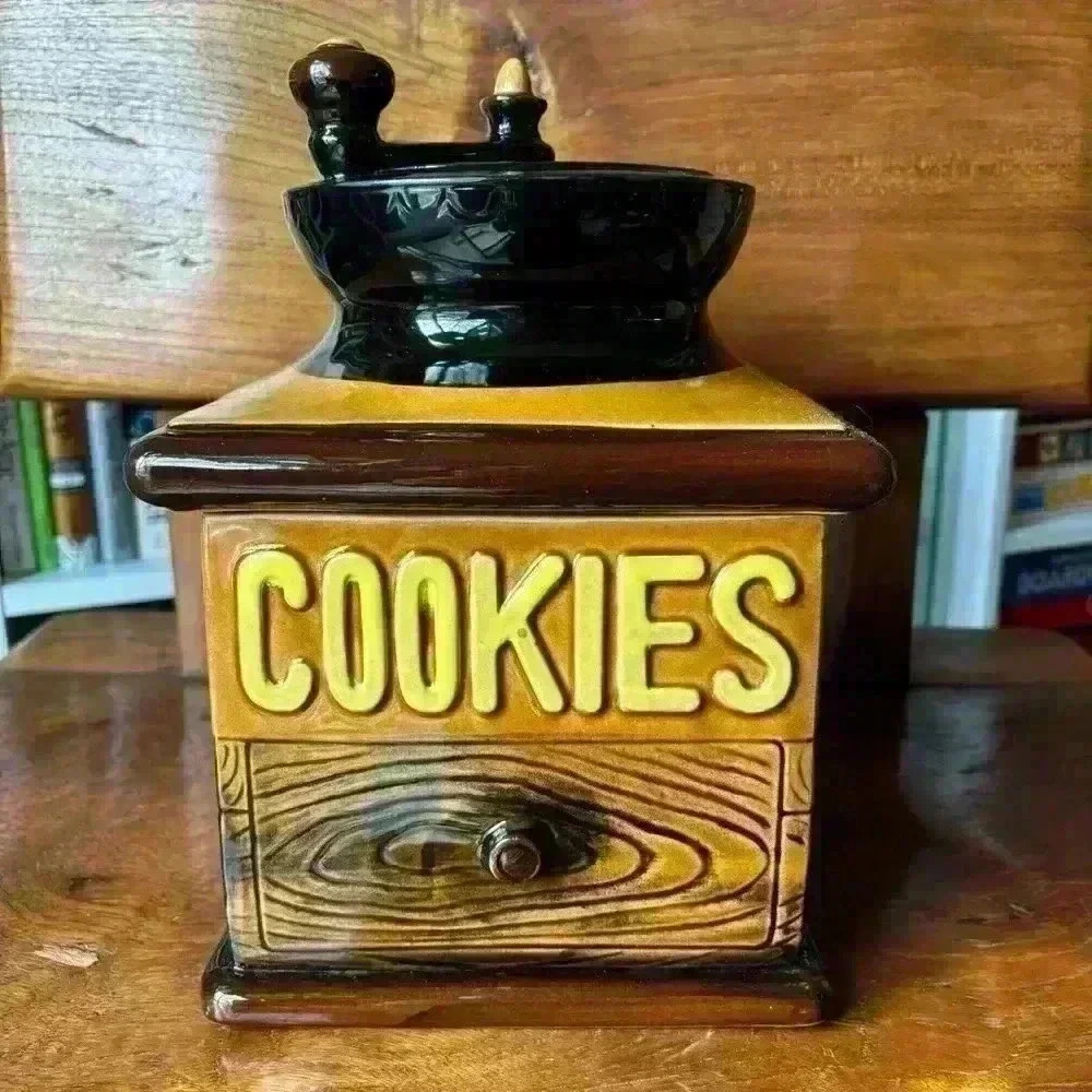 Vintage made in Japan ceramic coffee grinder cookie jar